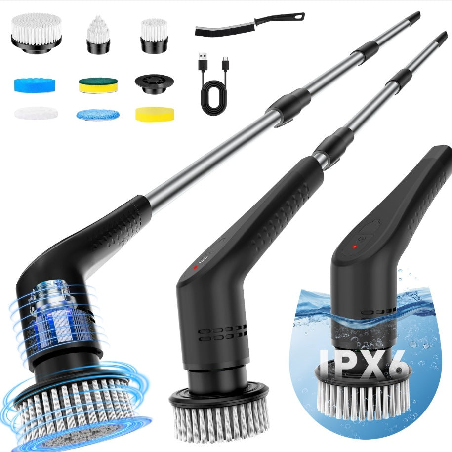 eprolo electric cleaning brush with extendable handle and multiple attachments for floor and kitchen cleaning tasks
