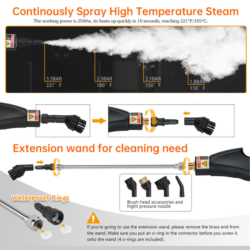 Portable eprolo AC steam cleaner with high-temperature steam for cleaning kitchen grease, range hoods, glass, and home appliances