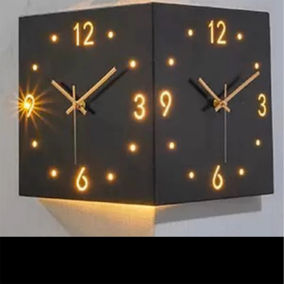 Nordic dual-glow LED wall clock by eprolo, modern minimalist design, silent clock for living room or bedroom decor.
