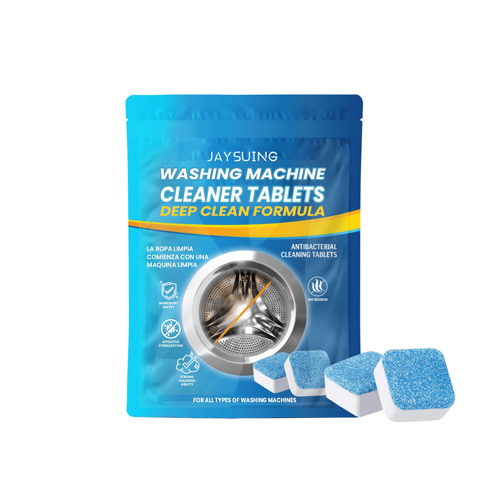 eprolo washing machine deep cleaning tablets for drum and laundry tanks, remove dirt and odors, cleaning sheet for drum type washers