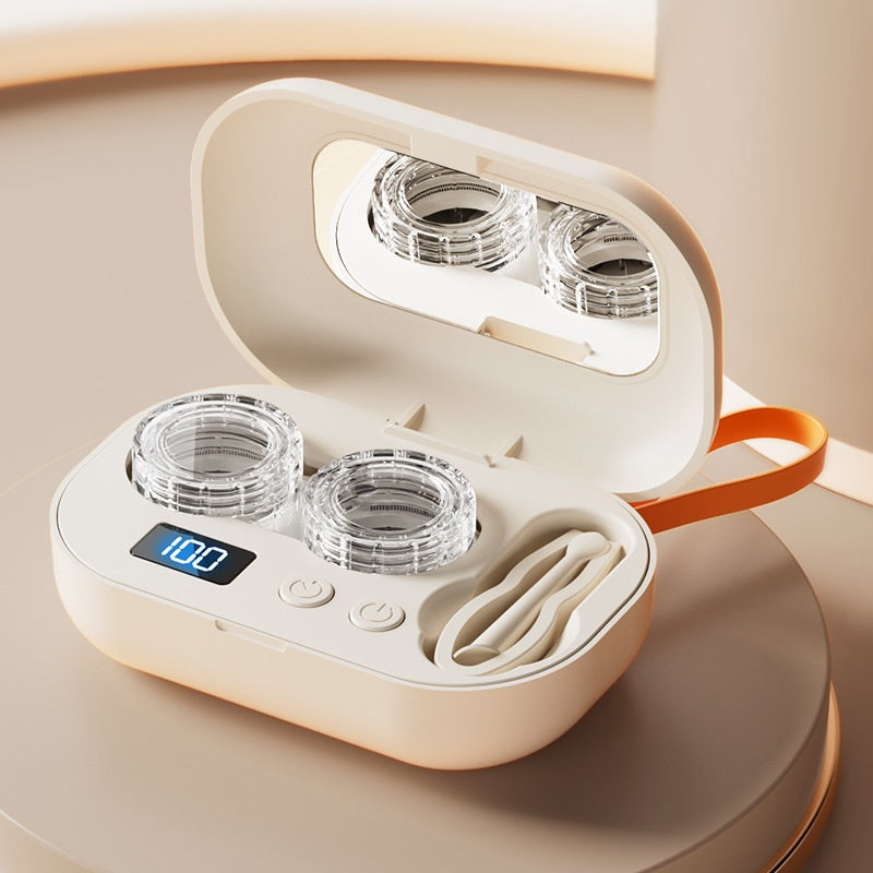 eprolo ultrasonic contact lens cleaner case with high-frequency automatic cleaning, compact design, and easy-to-use charging feature