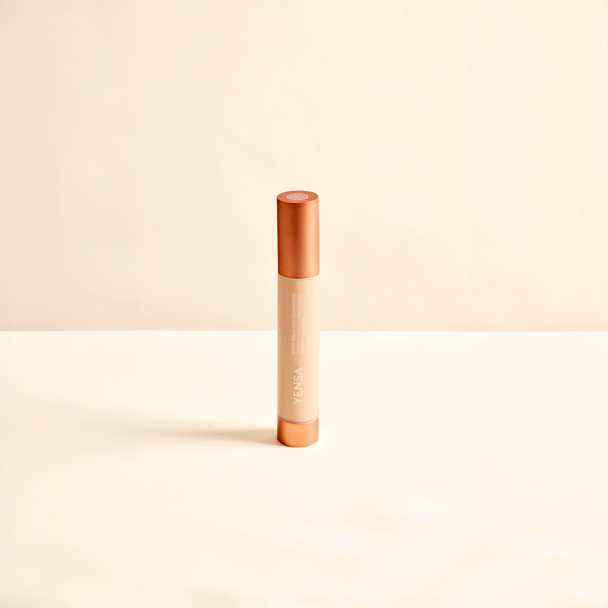 YENSA Super Serum Silk Foundation with hydrating peptides and natural glow finish, providing radiant, smooth skin.