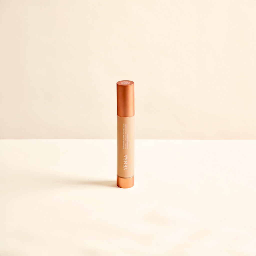 YENSA Super Serum Silk Hydrating Foundation with peptides, providing a natural glow and radiant skin finish.