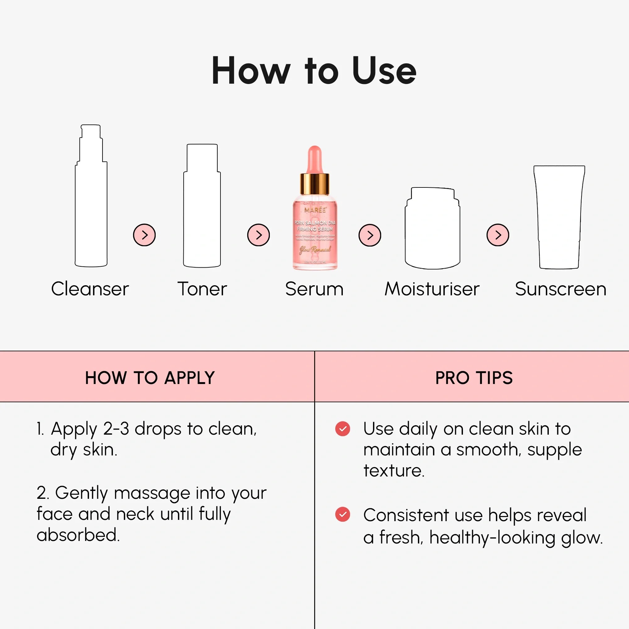 Maree Firming & Renewing PDRN Serum bottle showing the product label and packaging for revitalizing skincare.