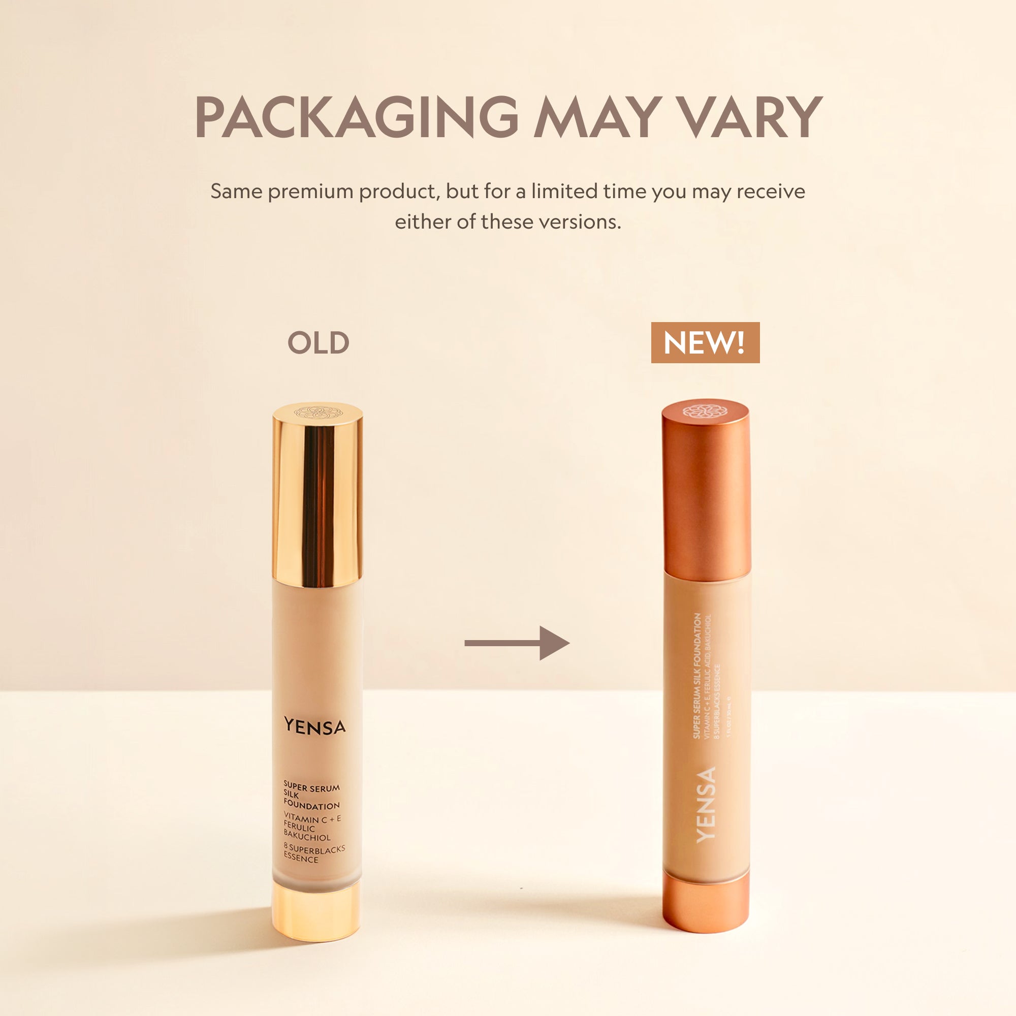 YENSA Super Serum Silk Foundation in packaging, hydrating peptide formula for a natural, radiant skin glow.