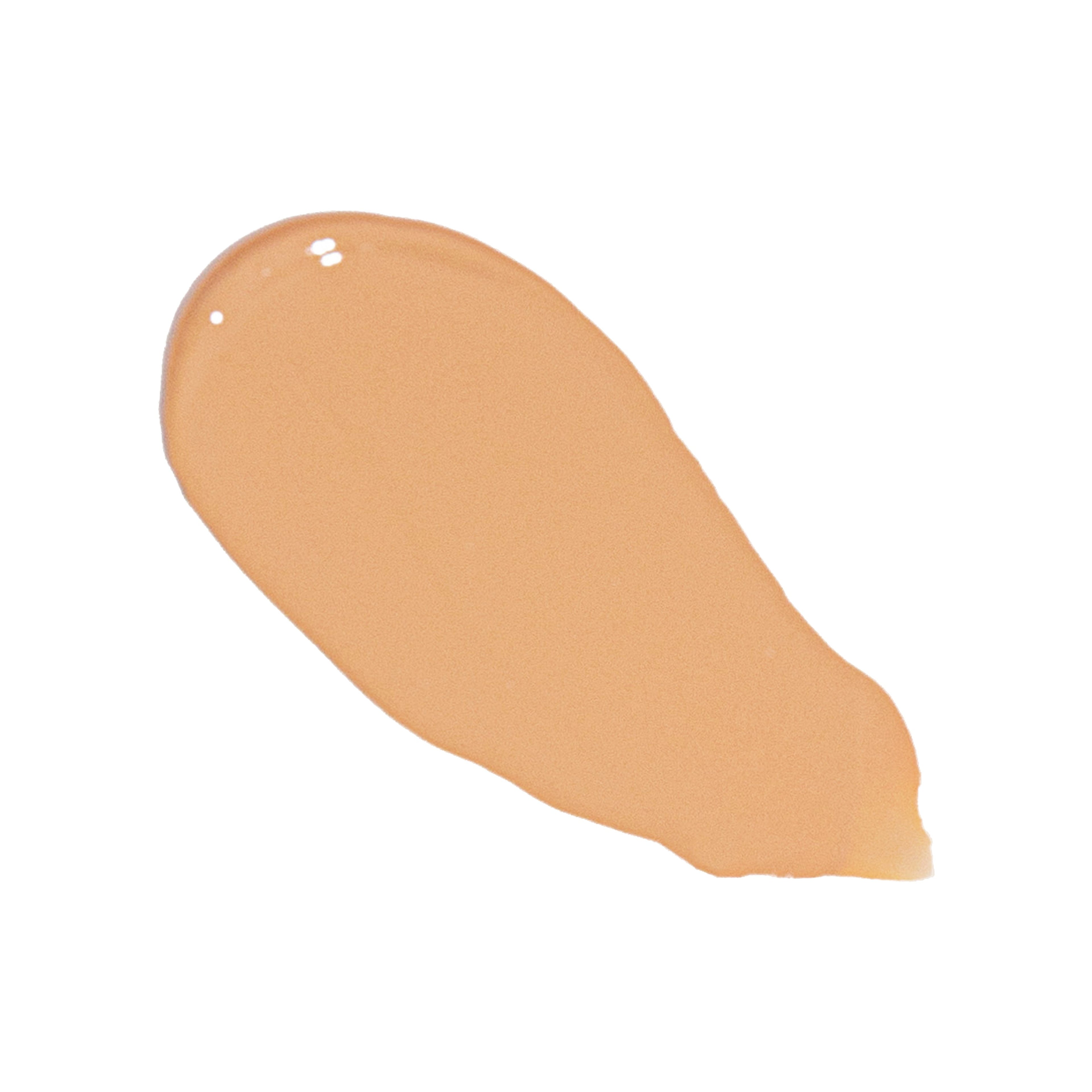 Swatch of YENSA Super Serum Silk Hydrating Peptide Foundation in Medium 1, showcasing its smooth, natural glow finish on the skin.