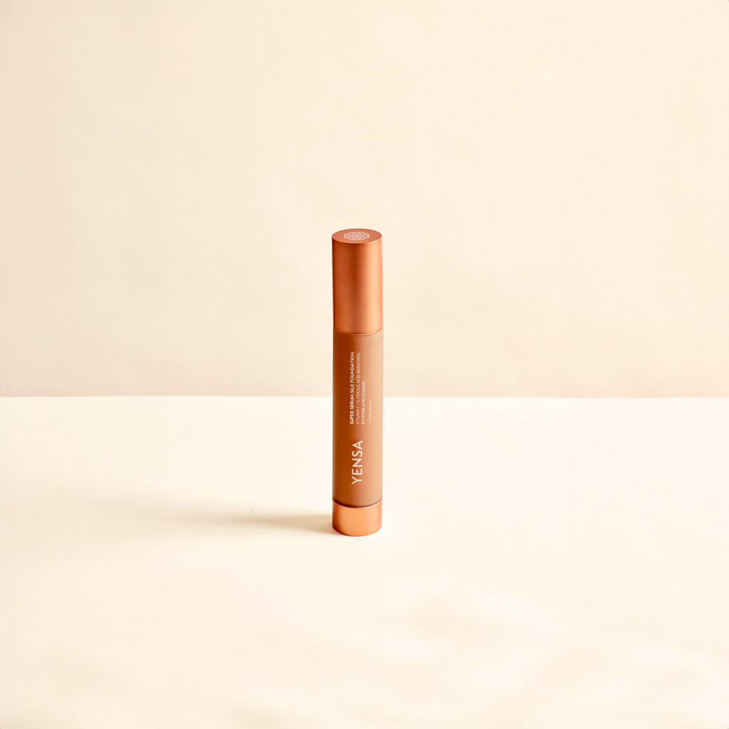 YENSA Super Serum Silk Foundation in Tan 3, showing a smooth, natural-looking foundation applied to radiant skin.