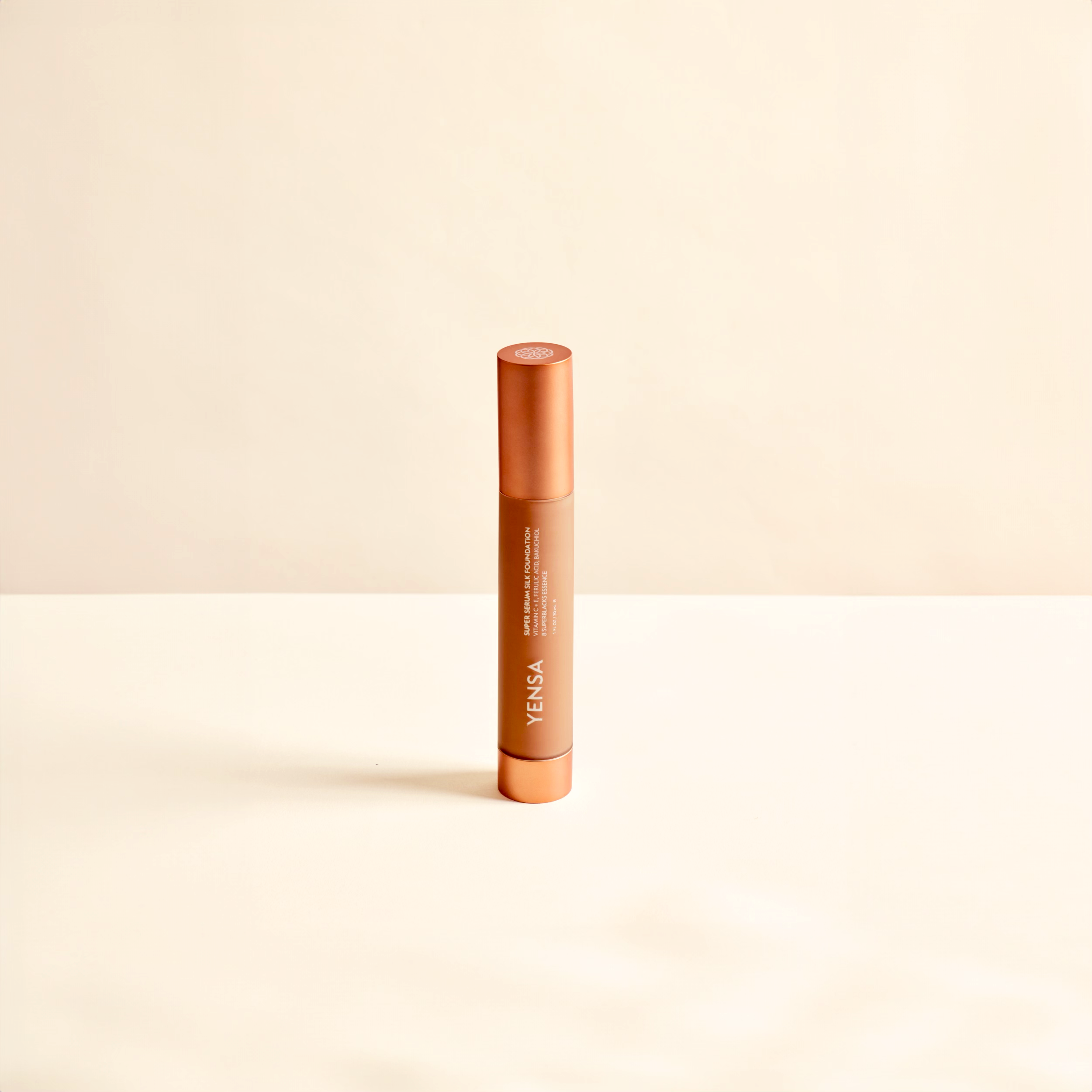 YENSA Super Serum Silk Foundation in Tan 3, showing a smooth, natural-looking foundation applied to radiant skin.