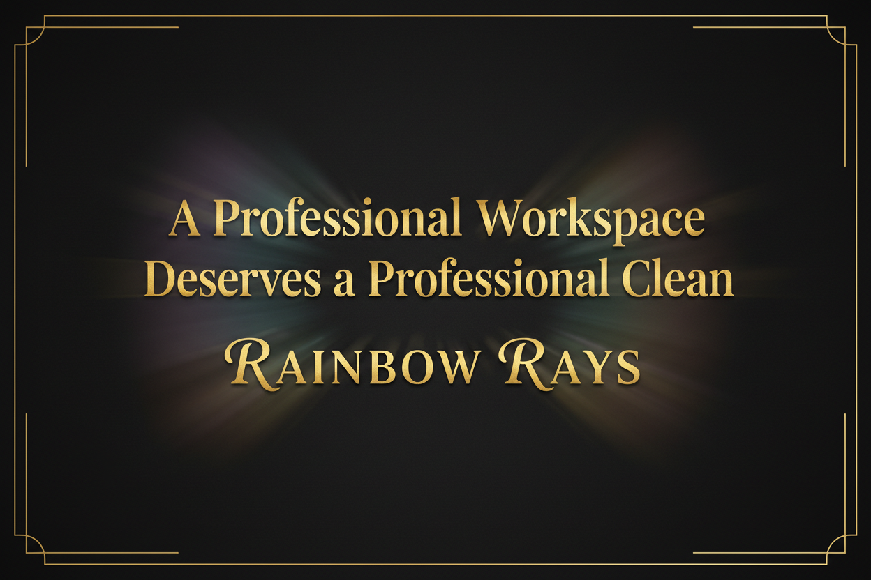 Professional workspace with clean desks and organized surfaces after Rainbow Rae A Luxe Supply Co's Office Standard Clean service.